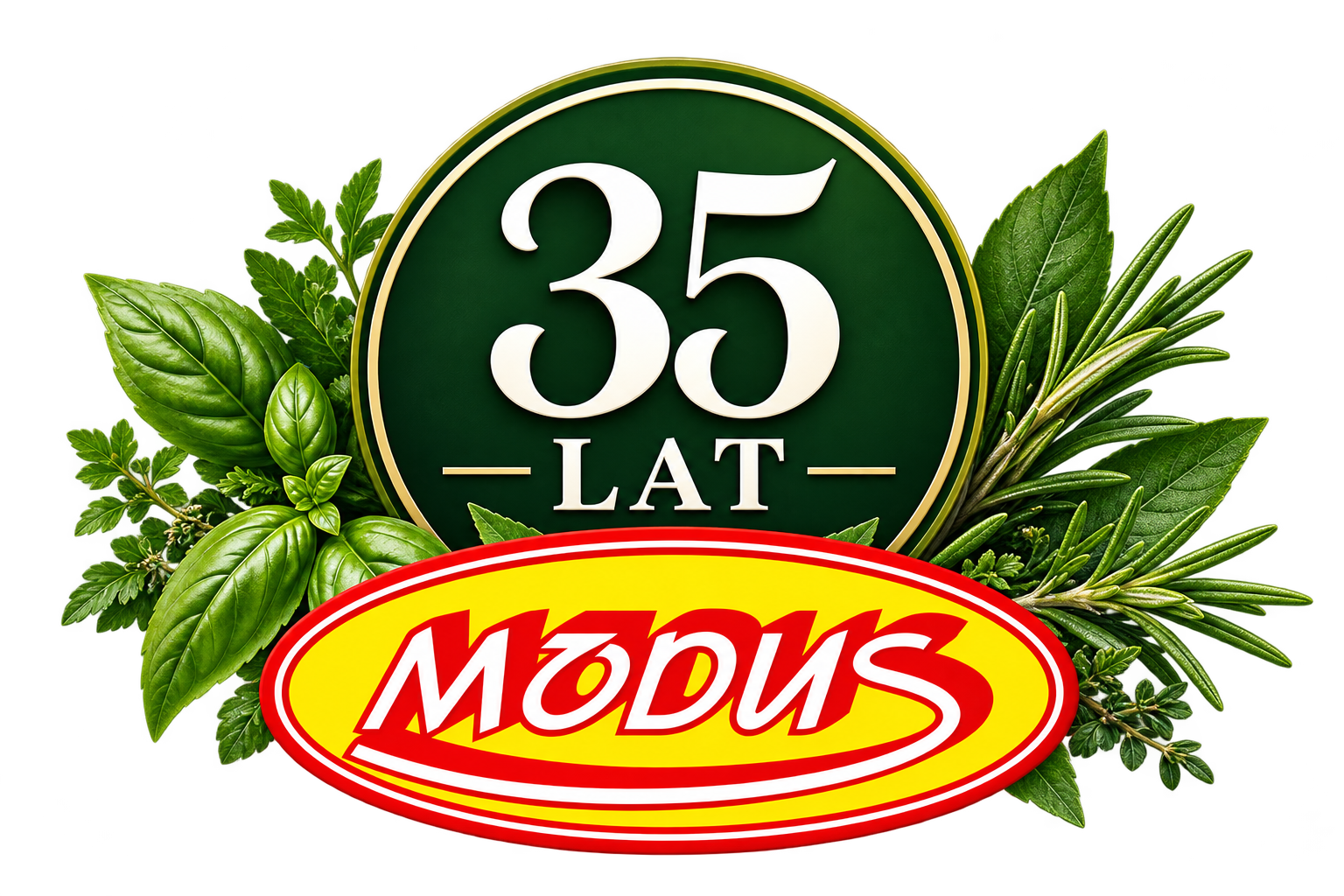 Emblemat 35 lat Modus z ziołami